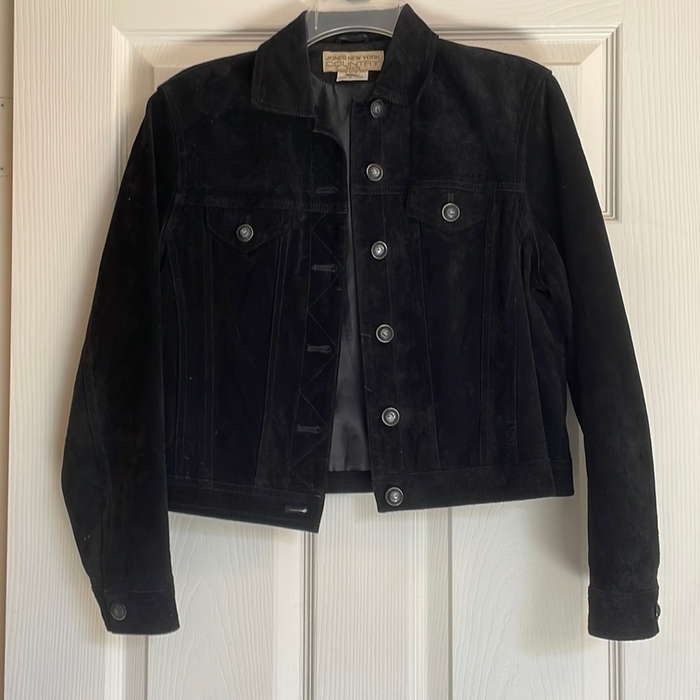 Jones NY Black Suede Jean Jacket